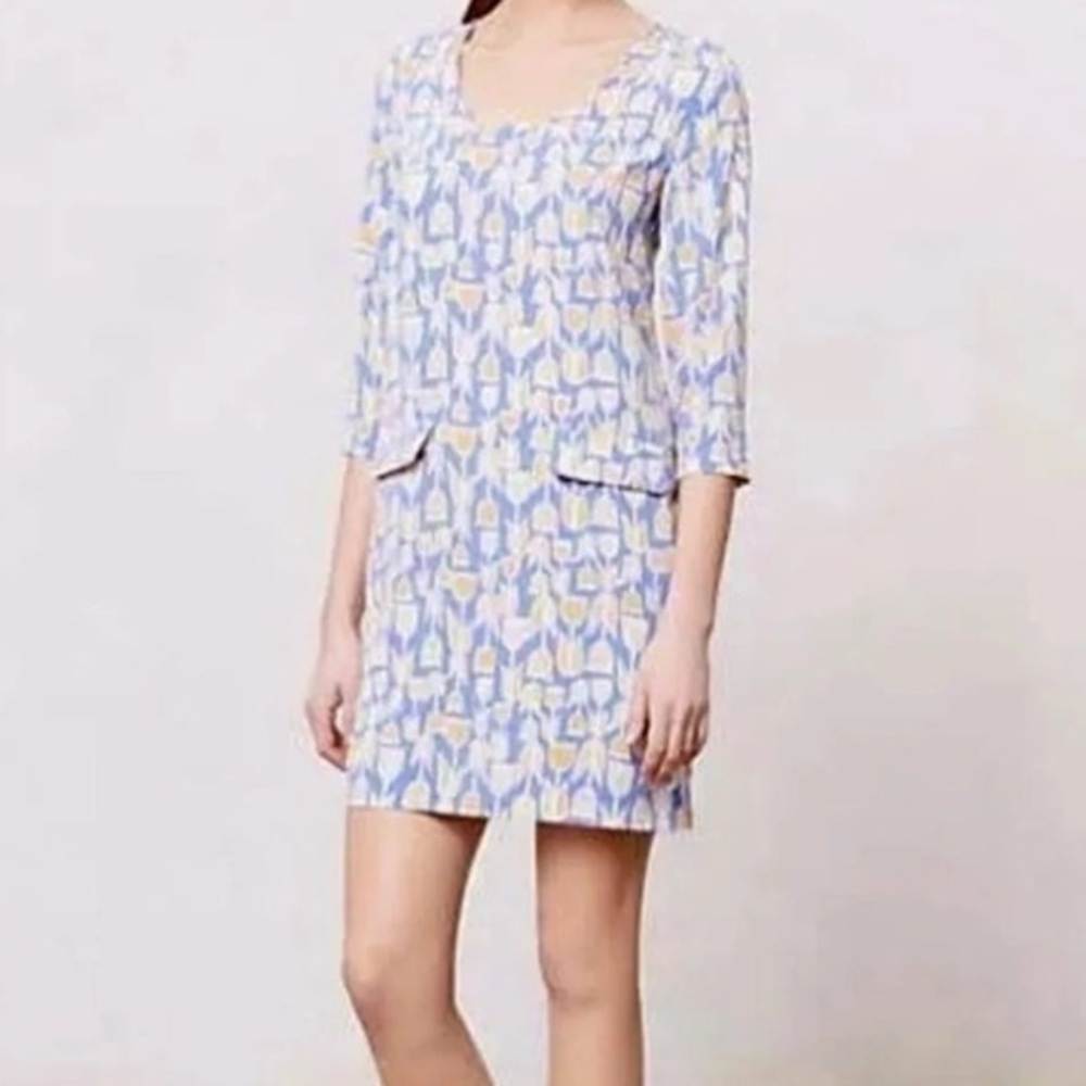 Anthropologie Maeve Blue Tulip Shift Dress M